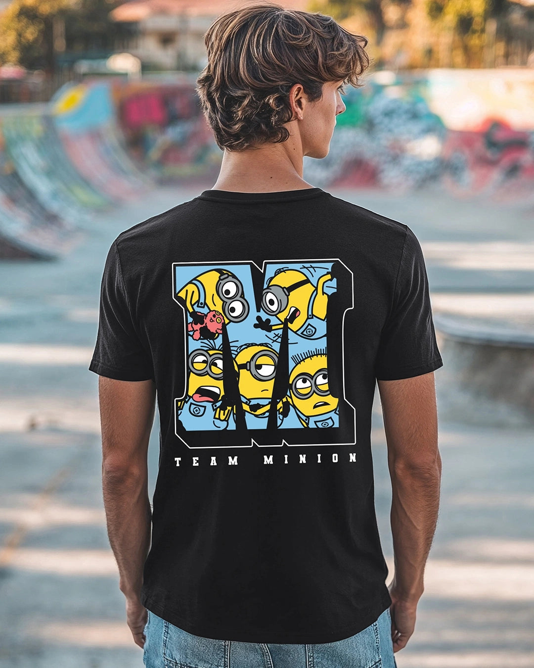 Men's Black Minions Weird Is A Side Effect Typography T-shirt