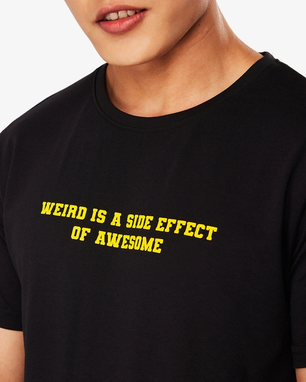 Men's Black Minions Weird Is A Side Effect Typography T-shirt