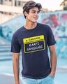 Men's Navy Blue Kaafi Sanskari Typography T-shirt